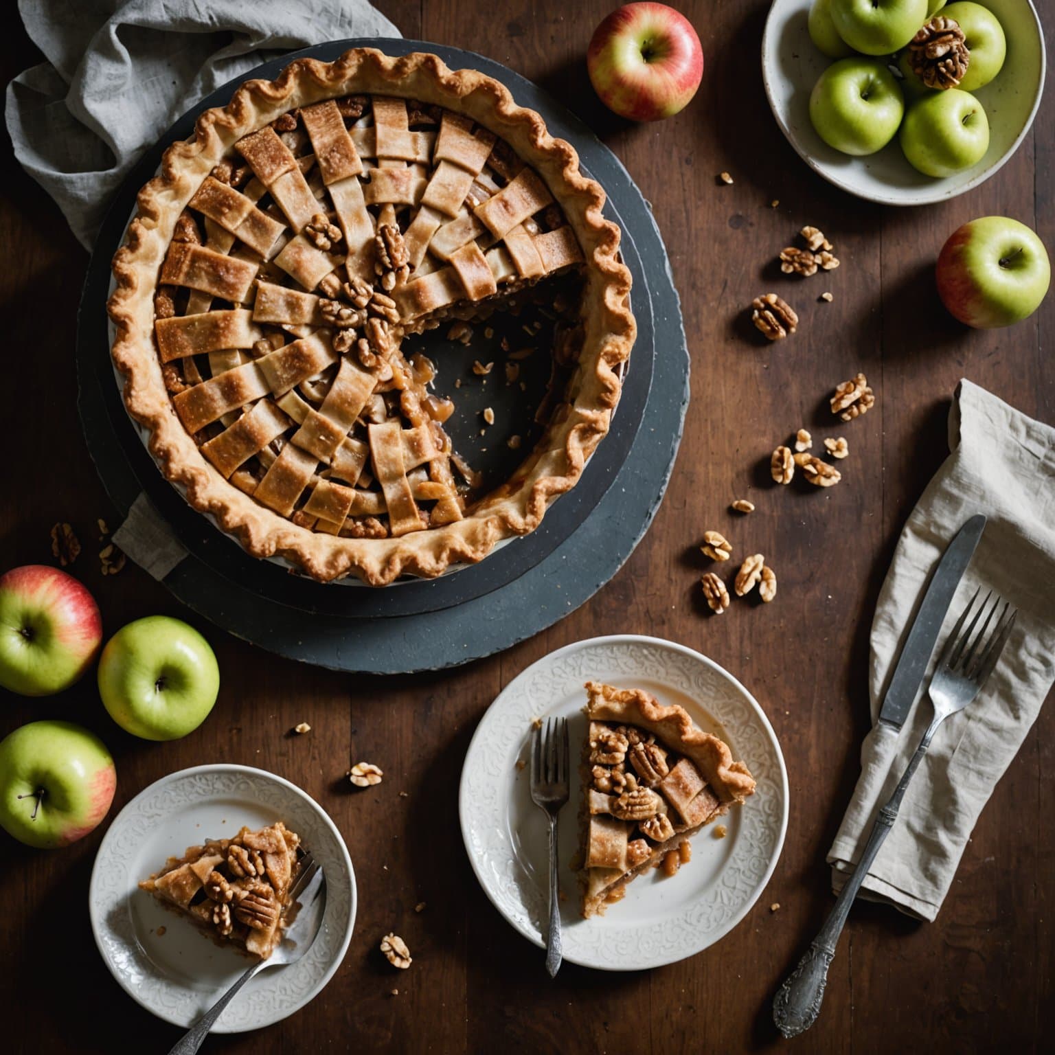Maple-Apple Pie med valnøttstreusel