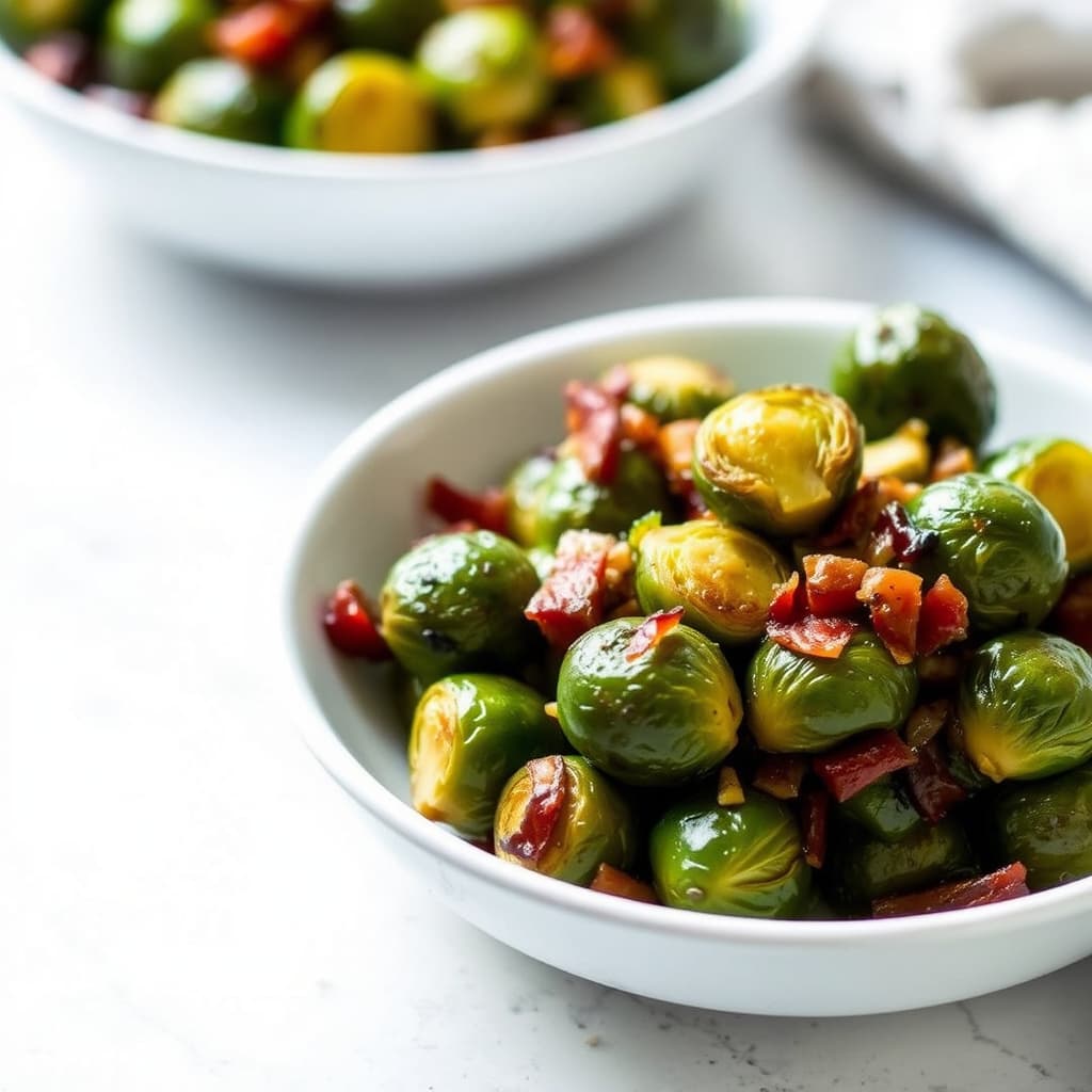 Maple Bacon Braised Brussels Sprouts