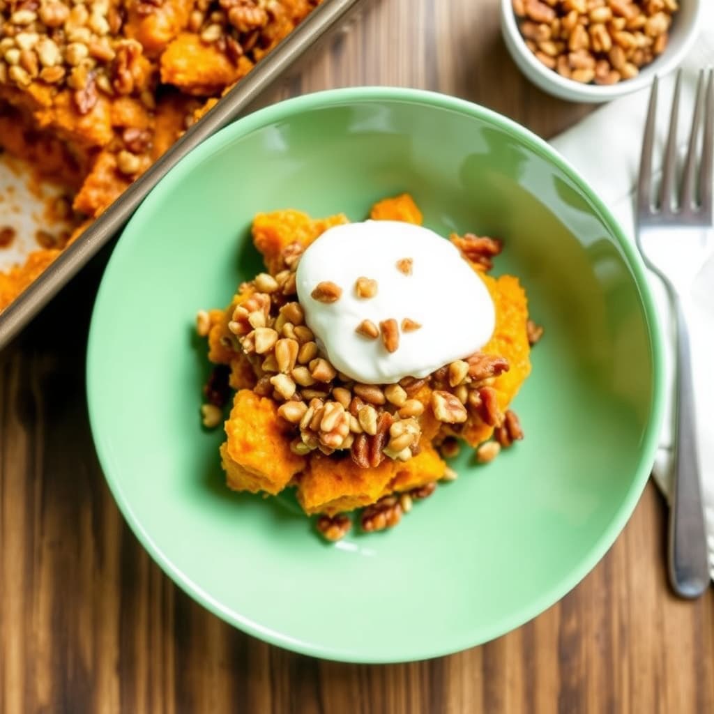 Maple- og valnøttsøtpotetgrateng