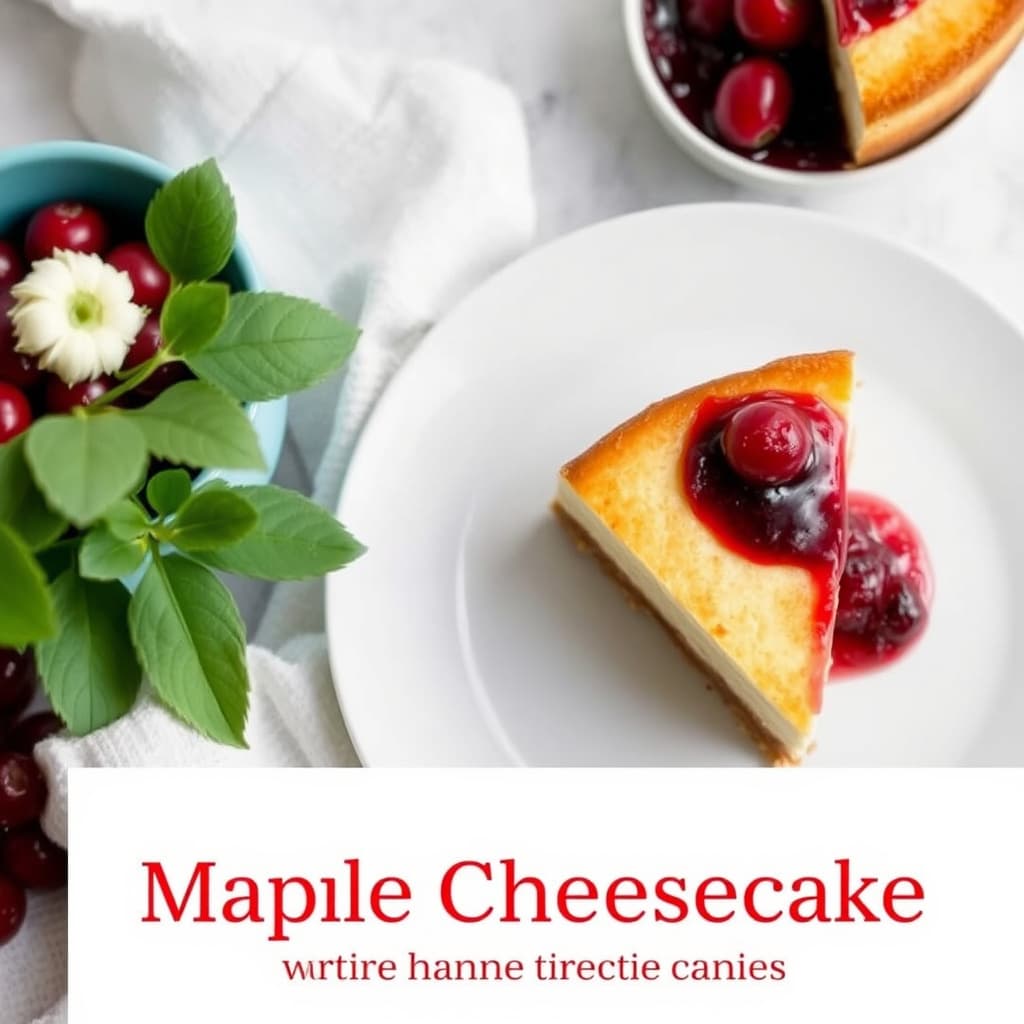 Maple-ostekake med lønnesirup- og tranebærkompott