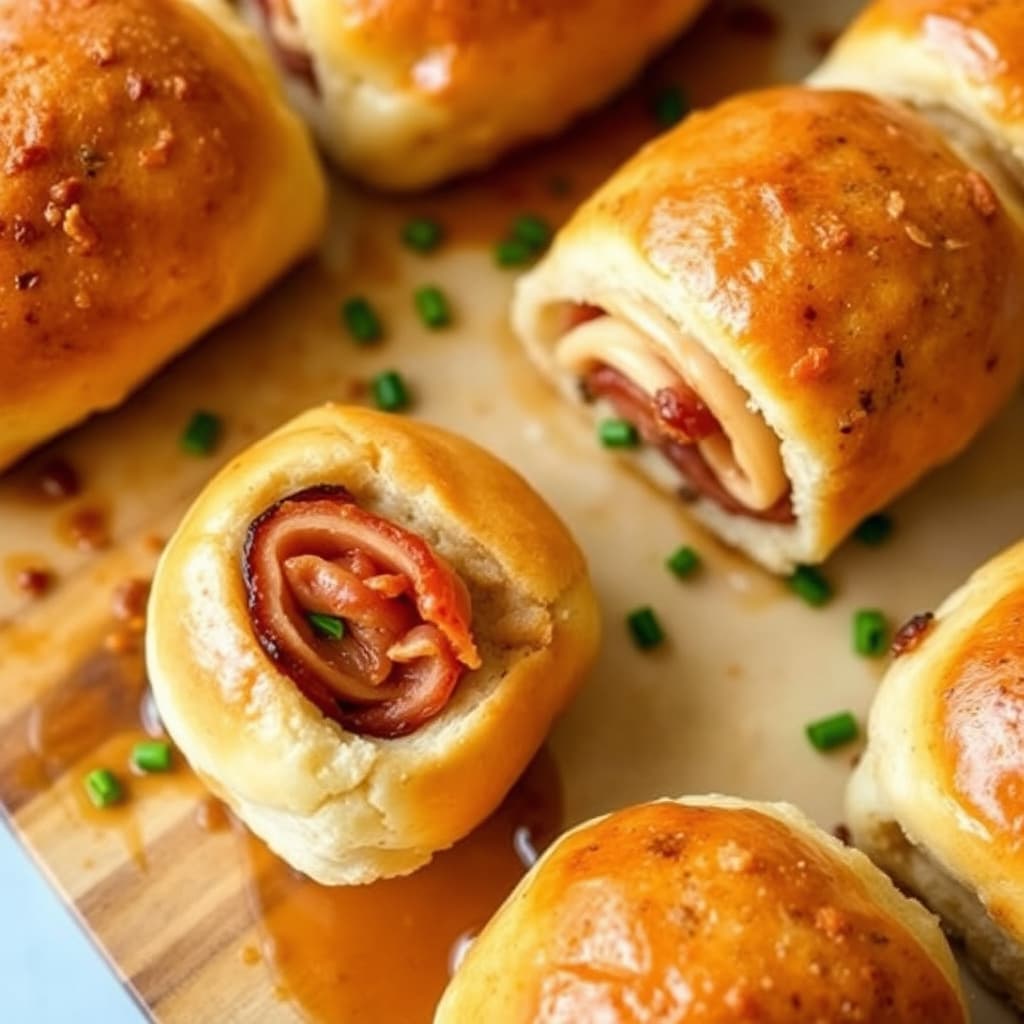 Maple-ristede fylte baconruller