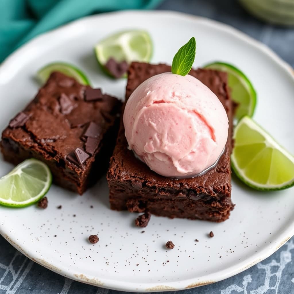 Margarita-sorbet over dobbelt sjokoladekaker