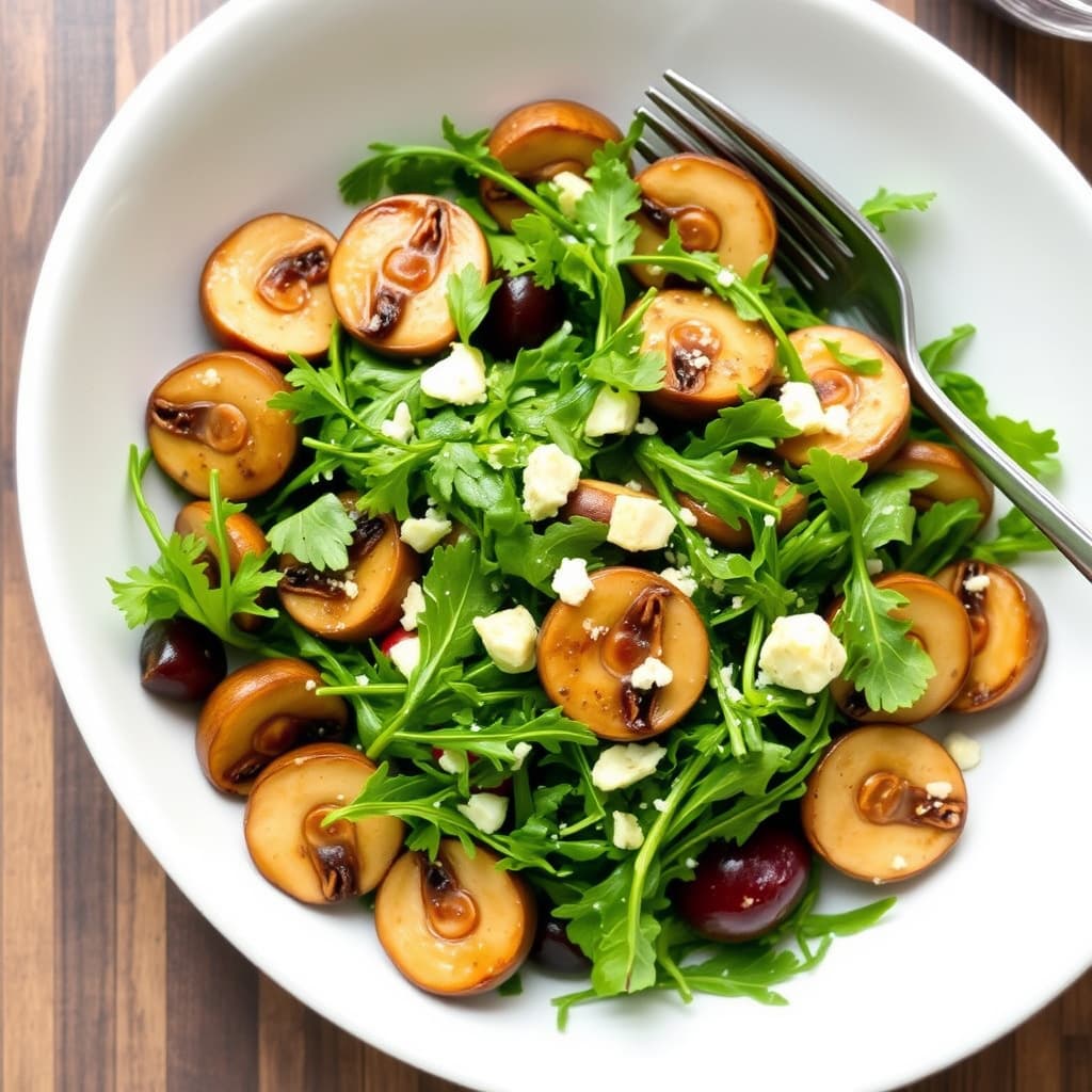 Marinert sopp- og ruccolasalat
