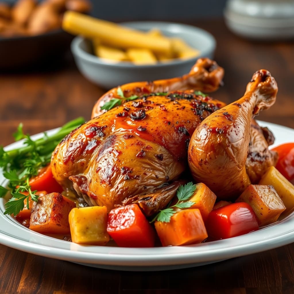 Marokkansk-inspirert stekt kylling med grønnsaker