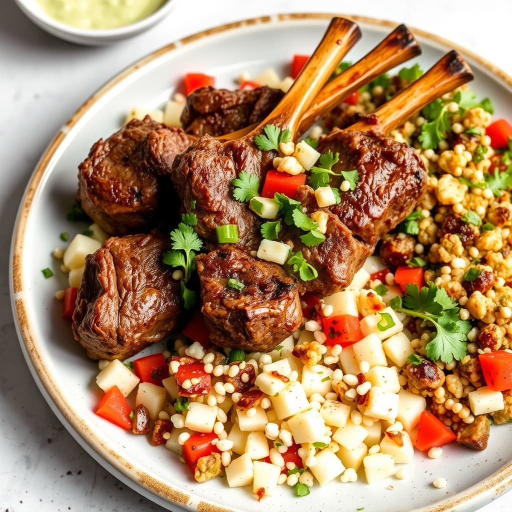 Marokkansk lam med tabbouleh og sprø hvitløk
