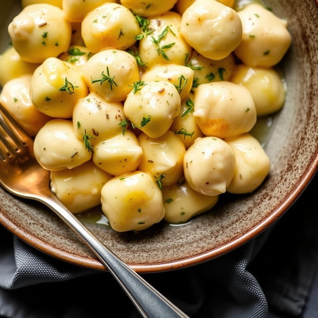 Mascarpone- og sitrongnocchi med smør- og timiansaus