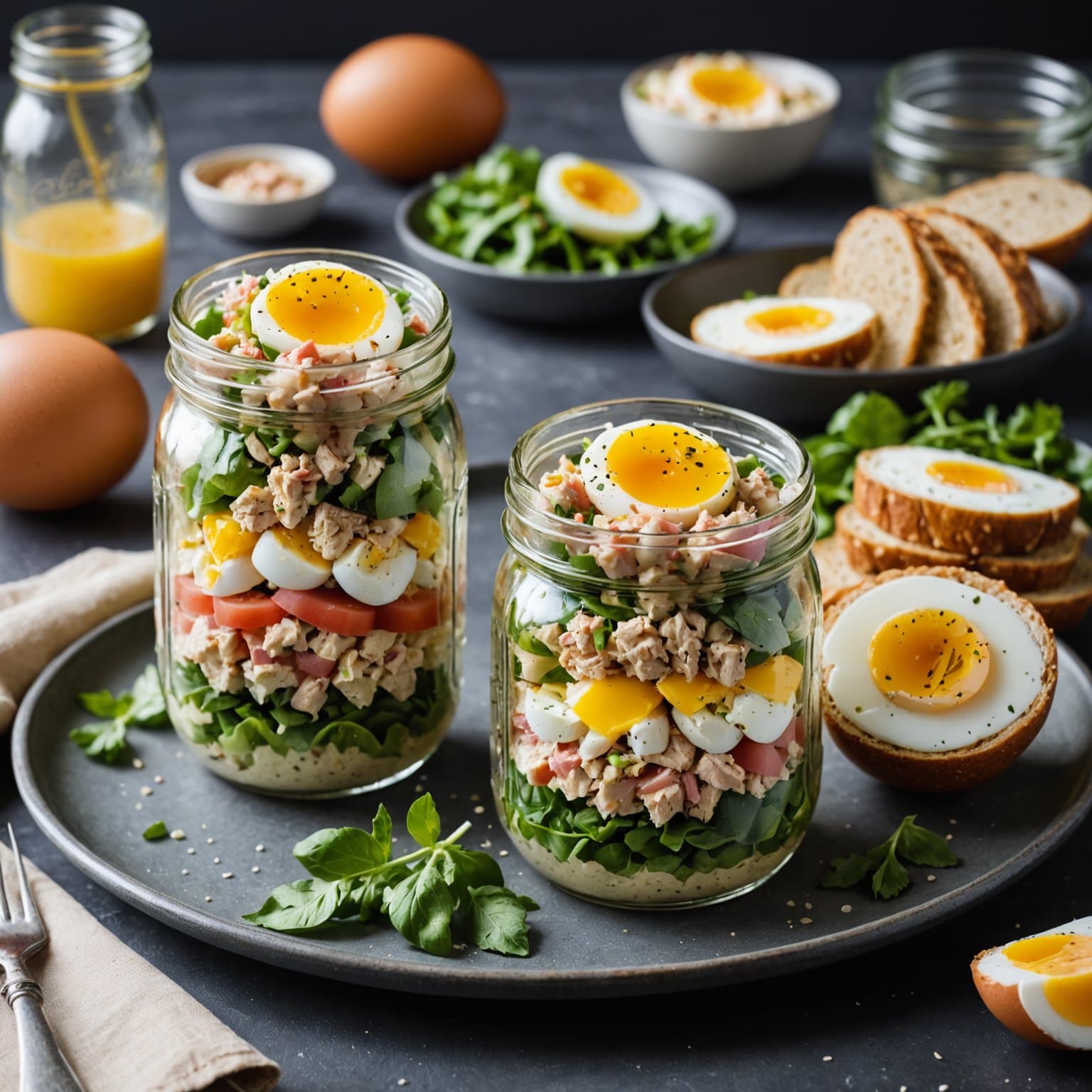Mason Jar Egg- og tunfiskesalat