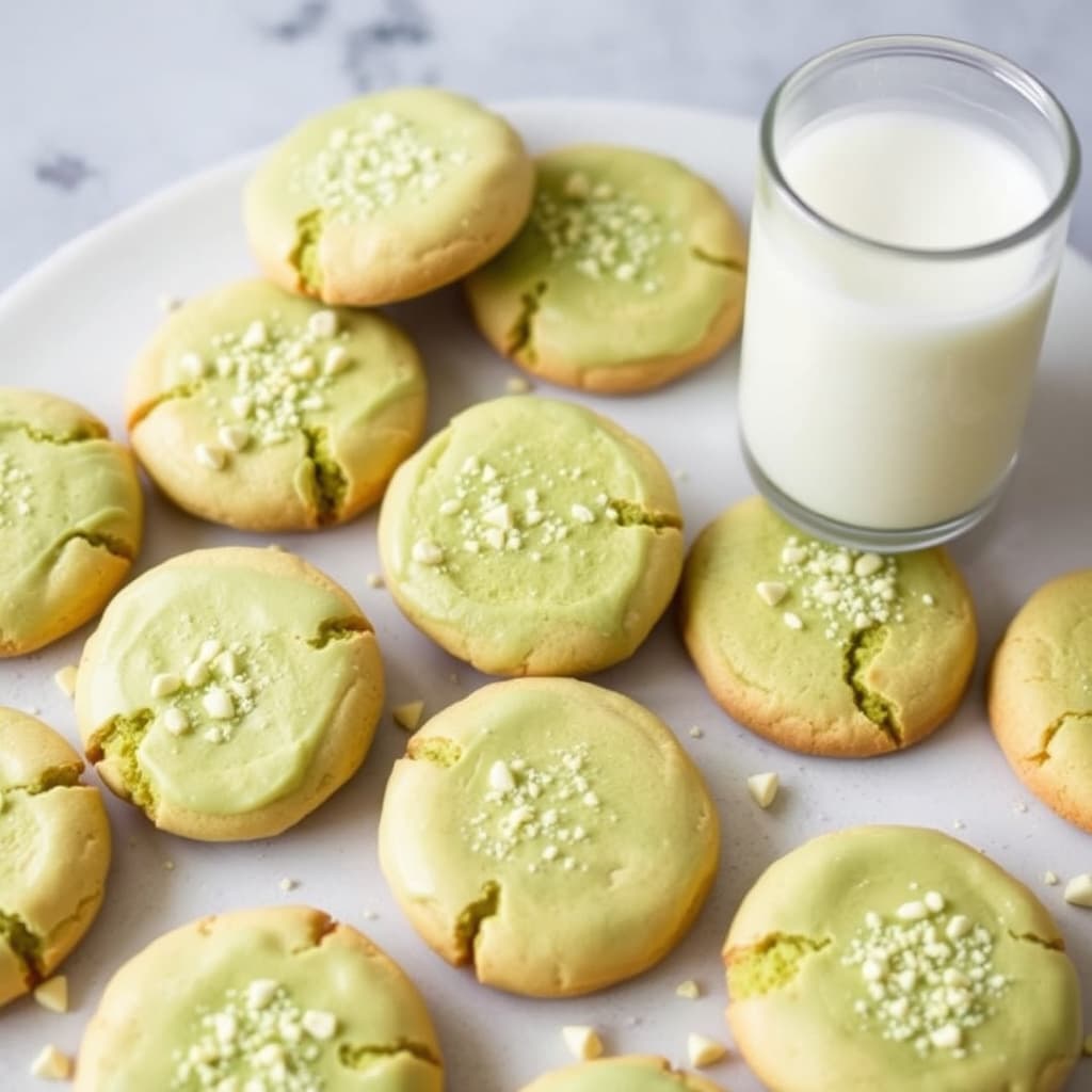 Matcha- hvite sjokoladekjeks med sukker