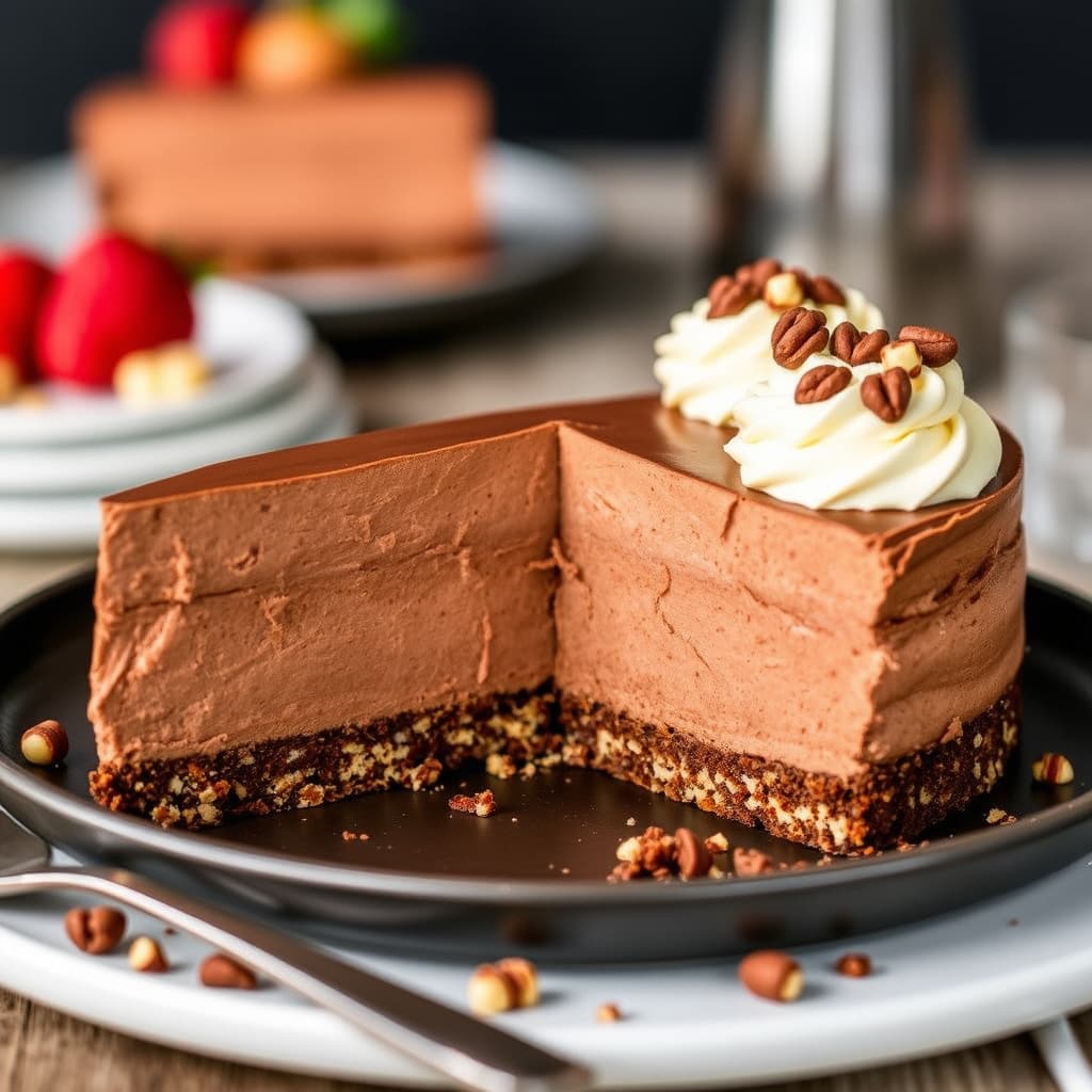 Melk sjokolademoskake med hasselnøttkrokantbunn