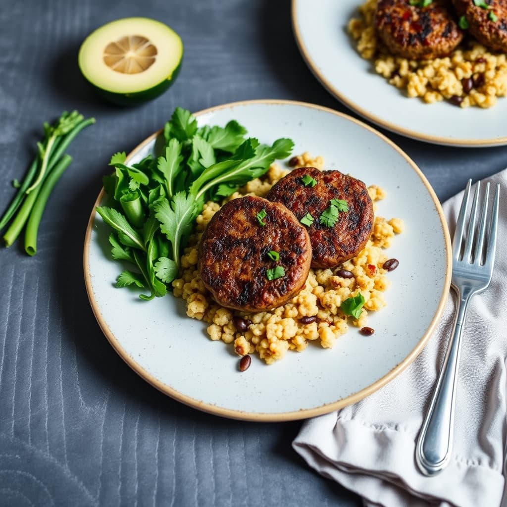 Merguez-lammpatties med couscous og gyldne rosiner