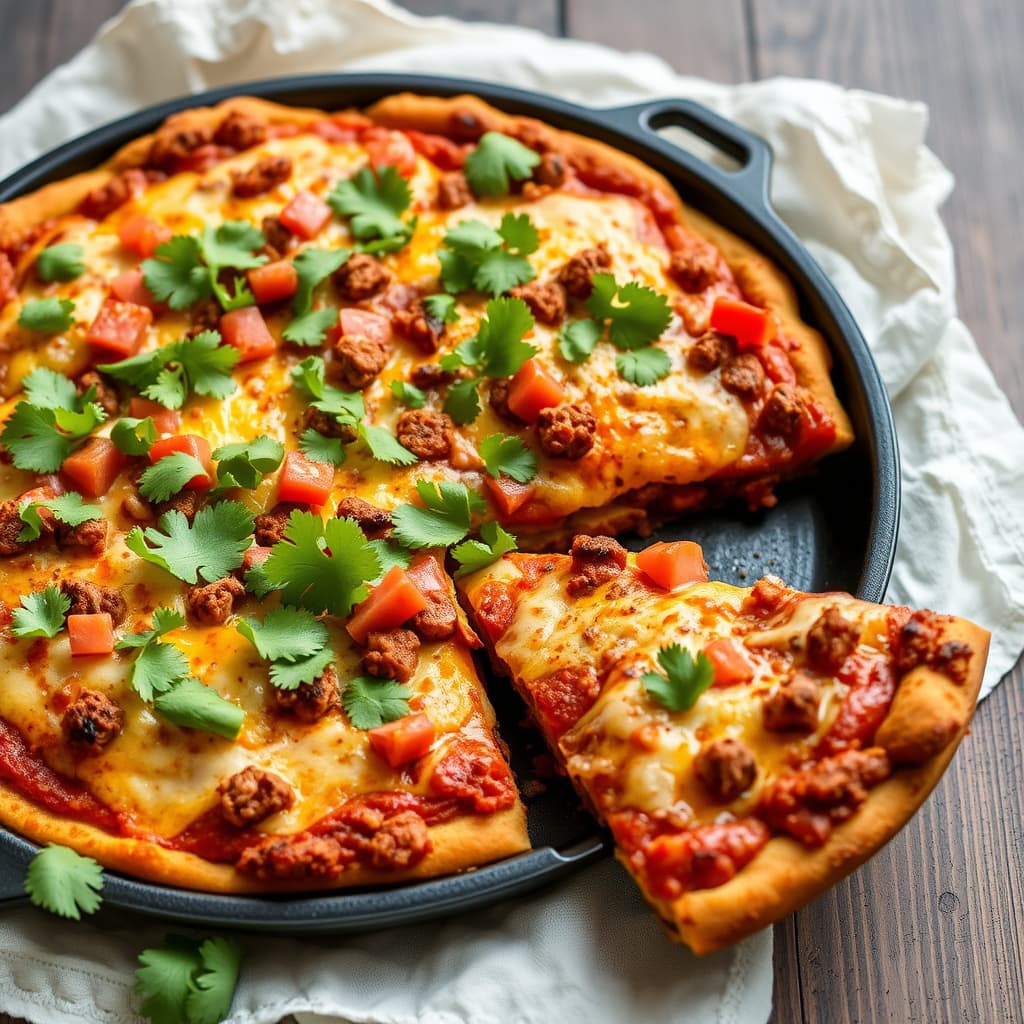 Mexicansk Meat-zza: Mexicansk dypstekt panpizza