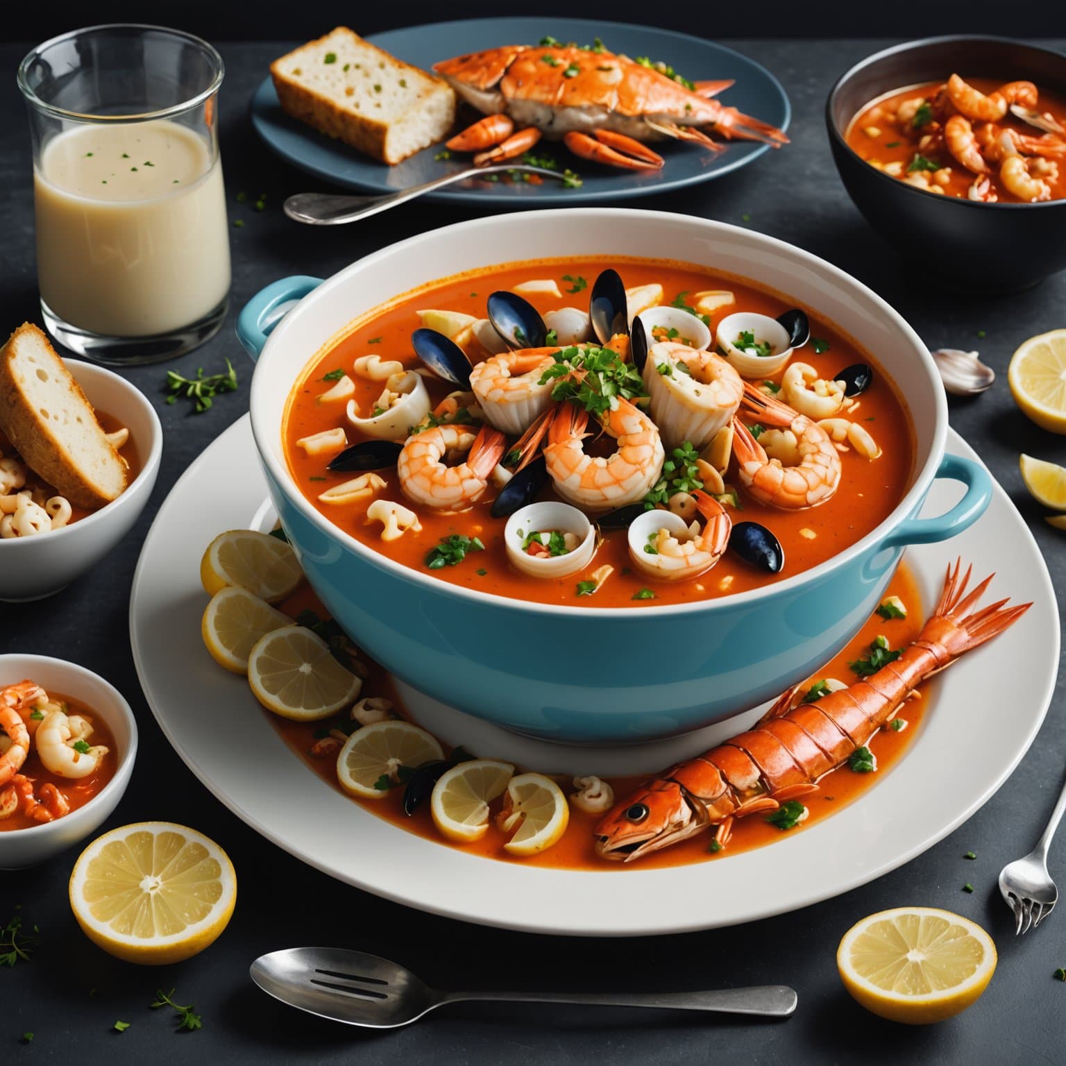 Michel Richards fiskesuppe med flyndre, kreps og blekksprut