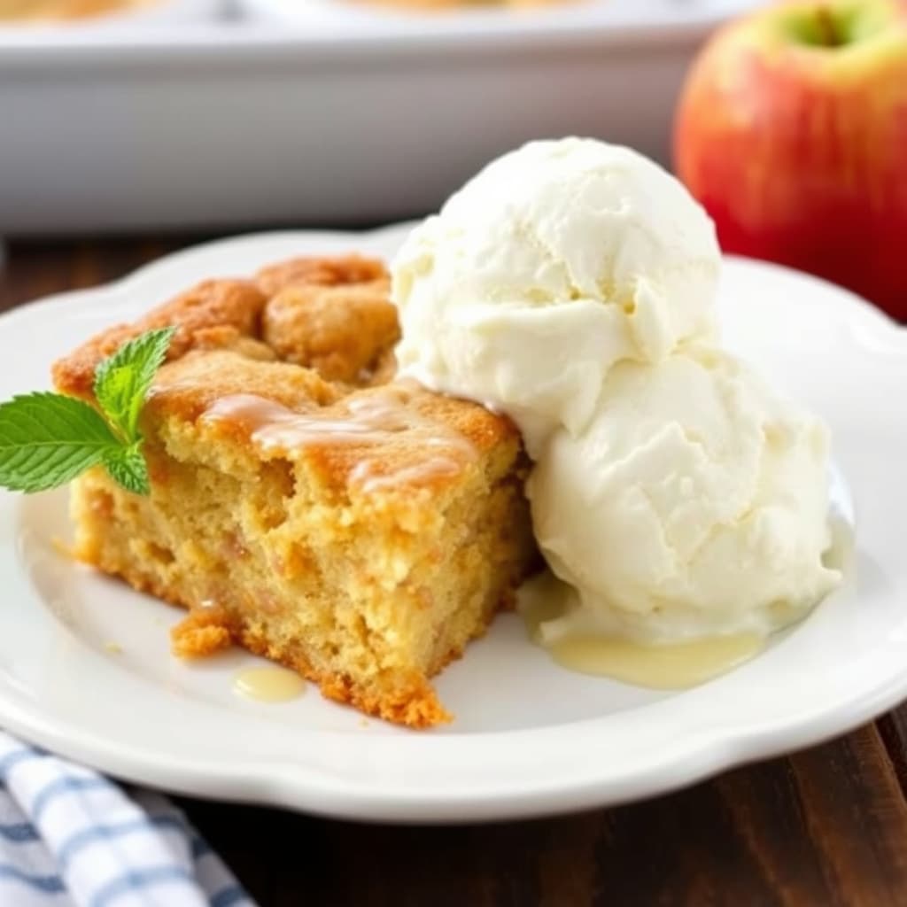 Min søster Marias enkle eplekake og iskrem