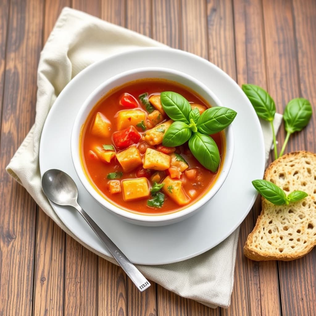 Minestronesuppe med basilikum