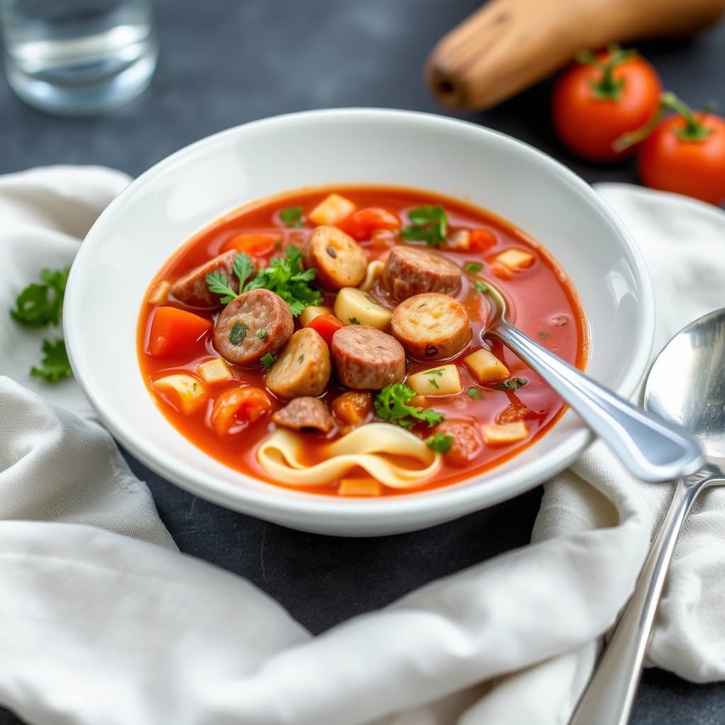 Minestronesuppe med søt pølse