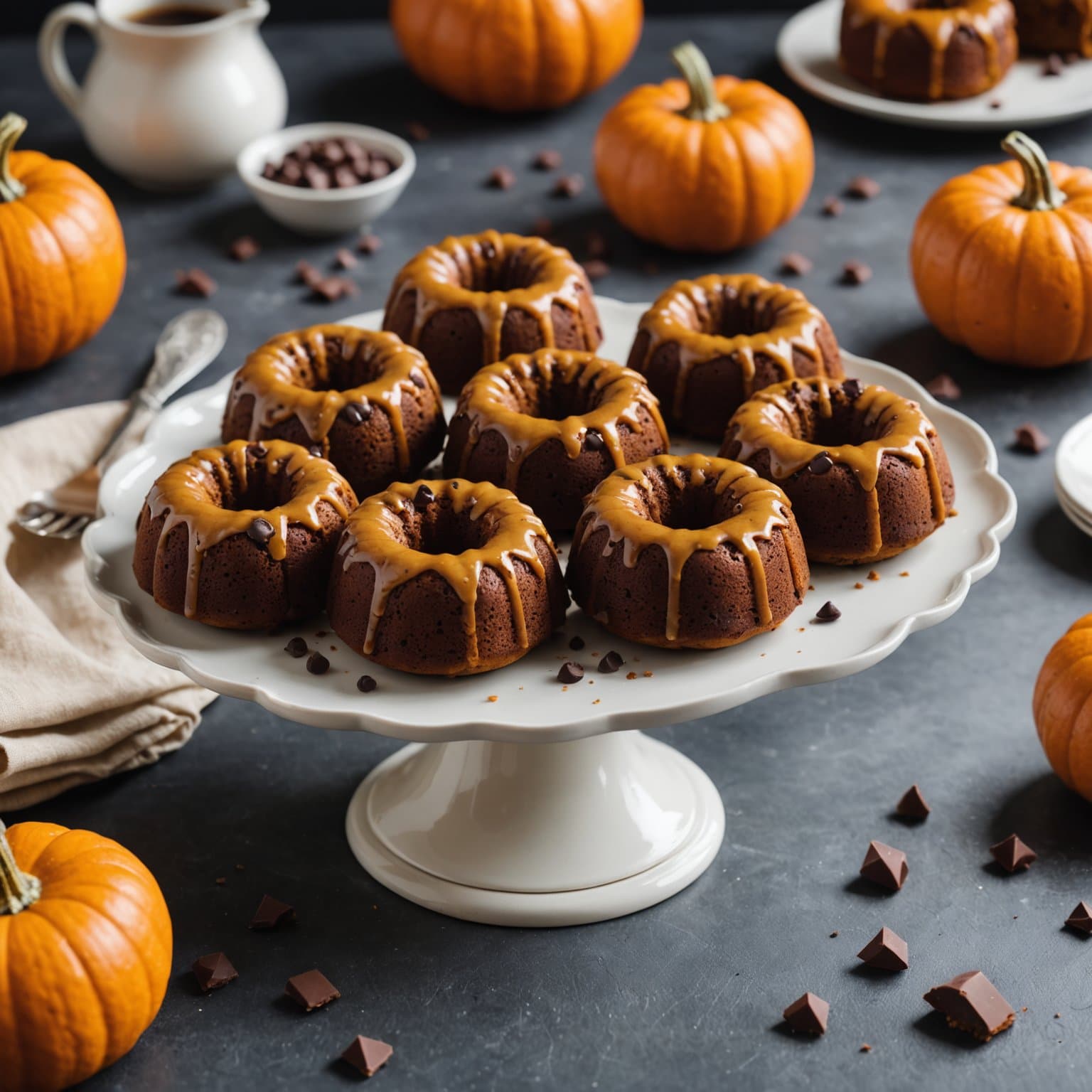 Mini Bundt®-kaker med gresskar og sjokoladebiter