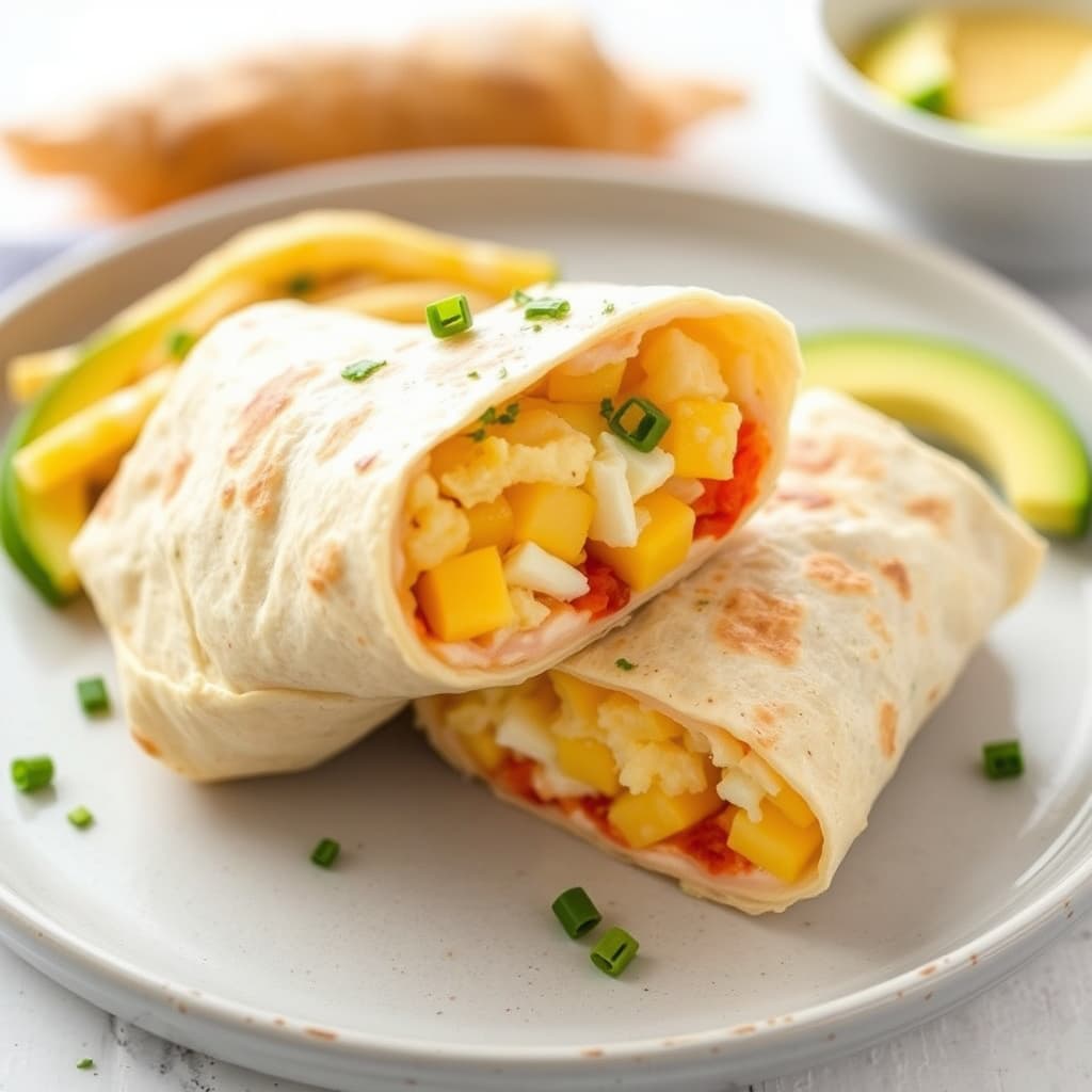 Mini egg- og ostefrokostburritos