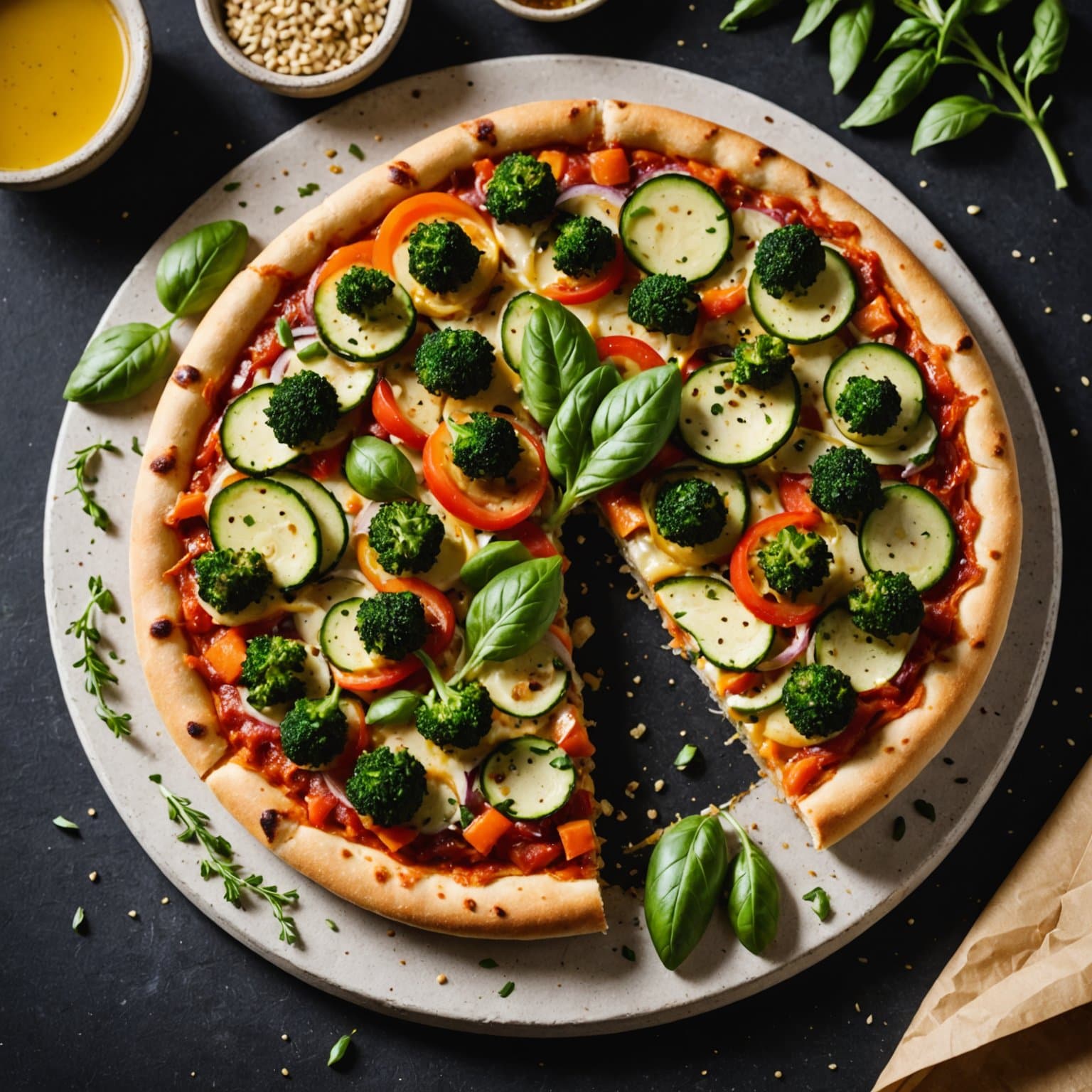 Mini grønnsakspizza med Maille® honning Dijon-sennep