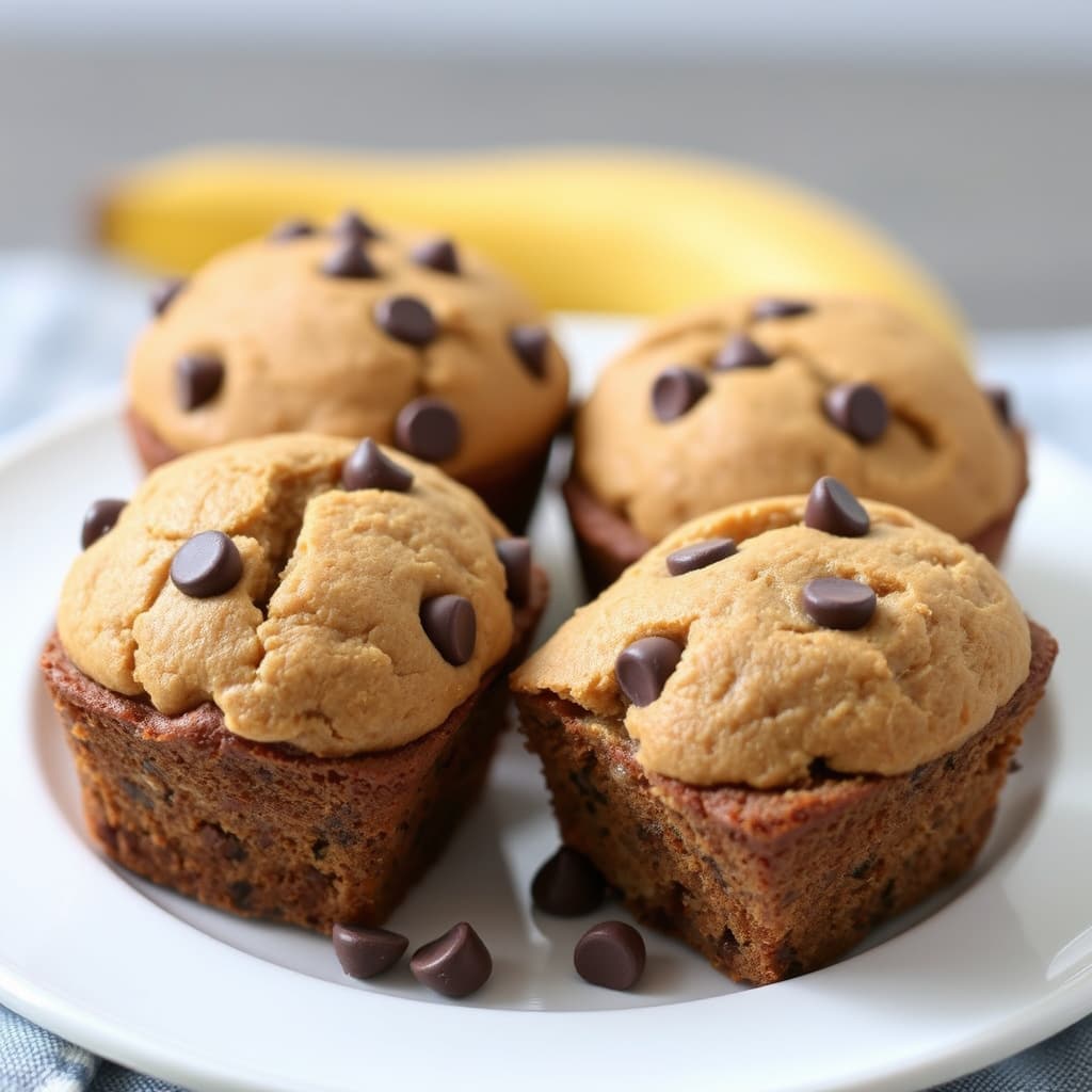 Mini helkornsbananbrød med sjokoladeknapper