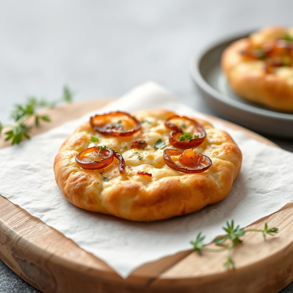 Mini karamellisert løkfocaccia