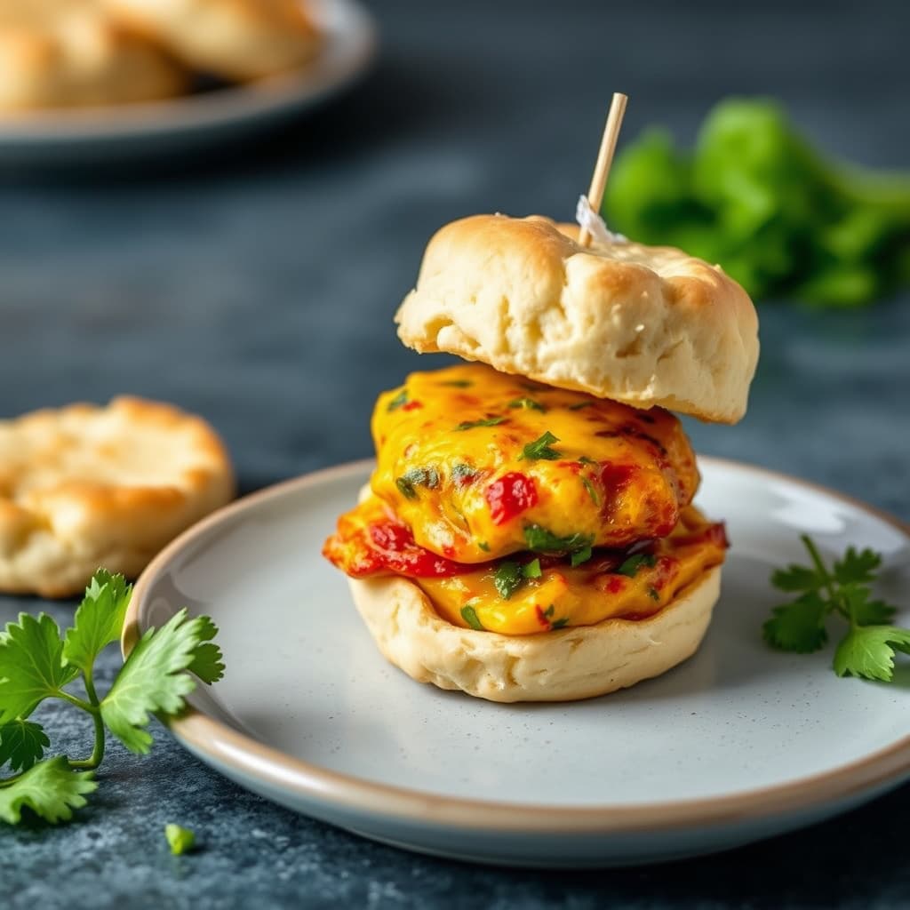 Mini kjeksfrokostsmørbrød med krydret frittata