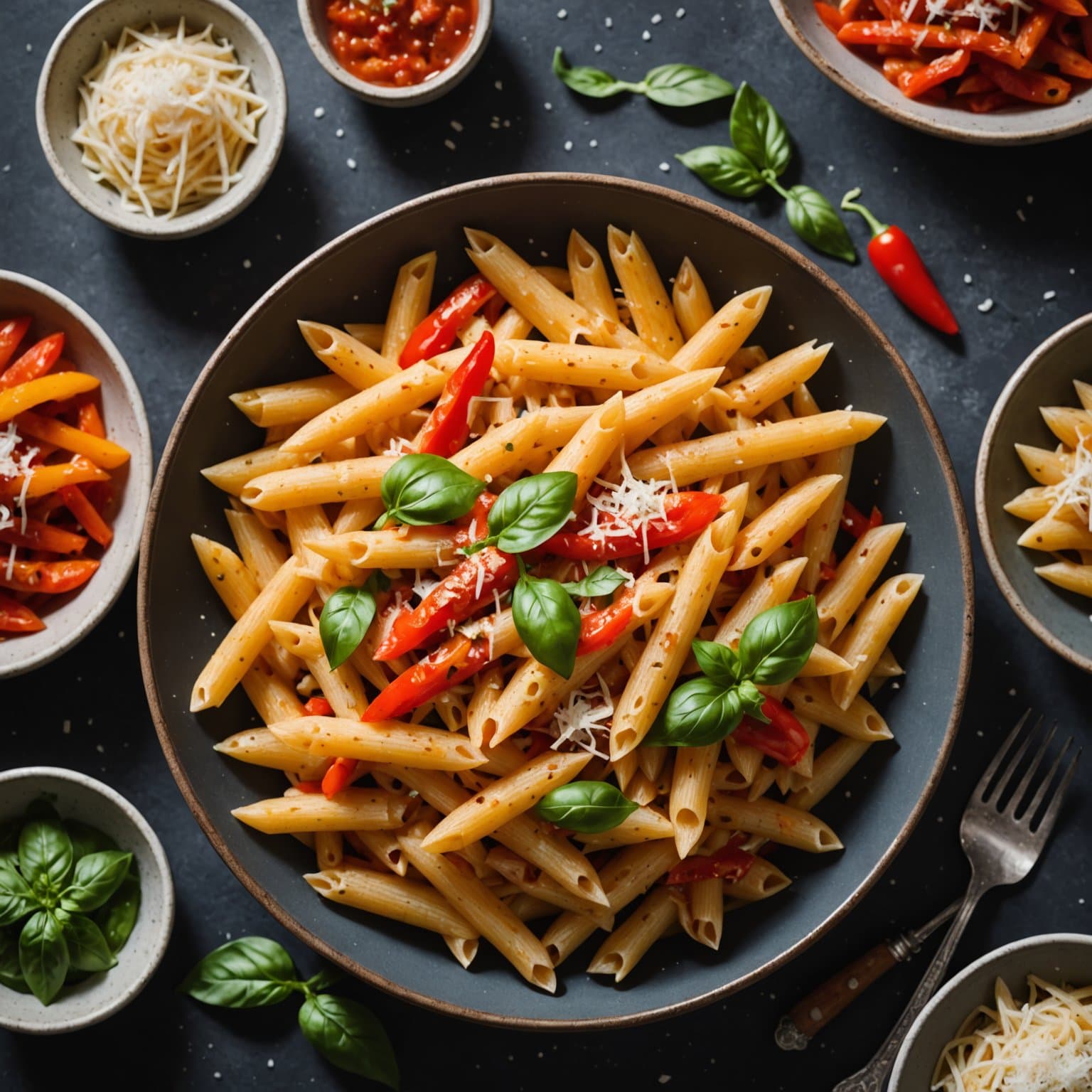 Mini Penne med søt paprika og Parmigiano-Reggiano