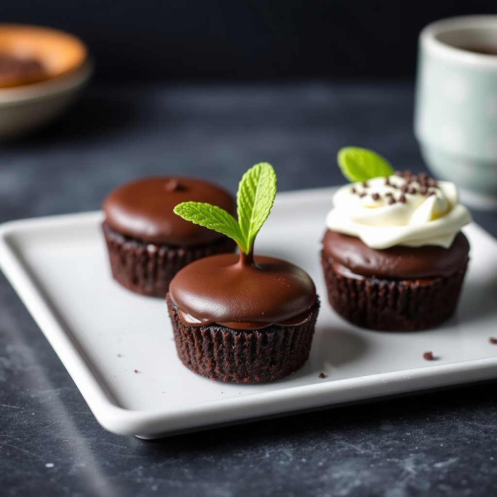 Mini sjokoladekaker som midtpunkt