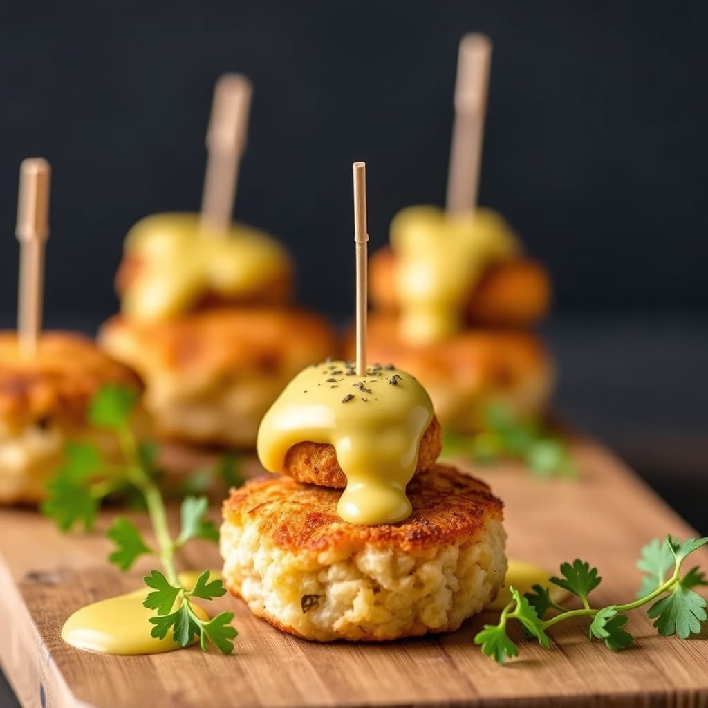 Miniatyrkrabbekaker med sennepsmajones