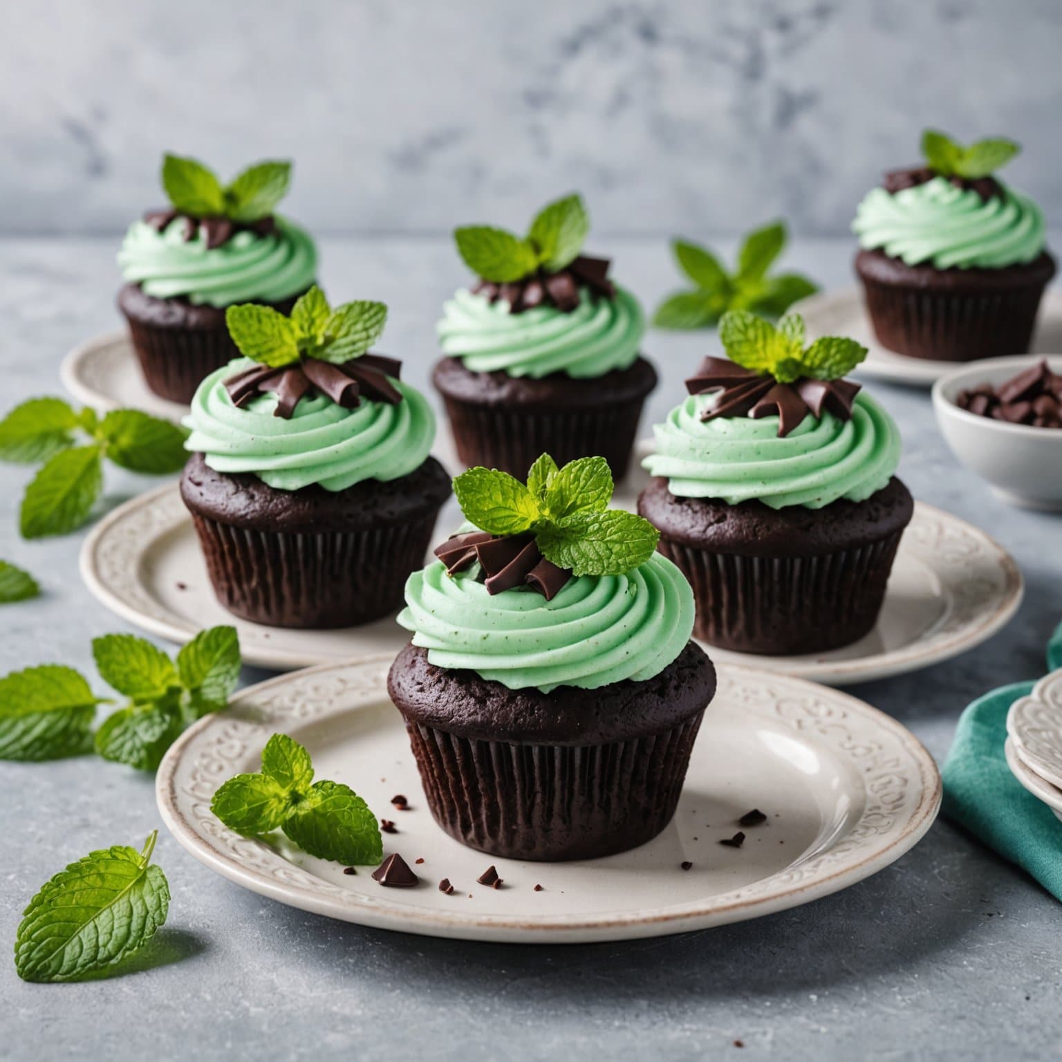 Mint Devil's Food Cupcakes