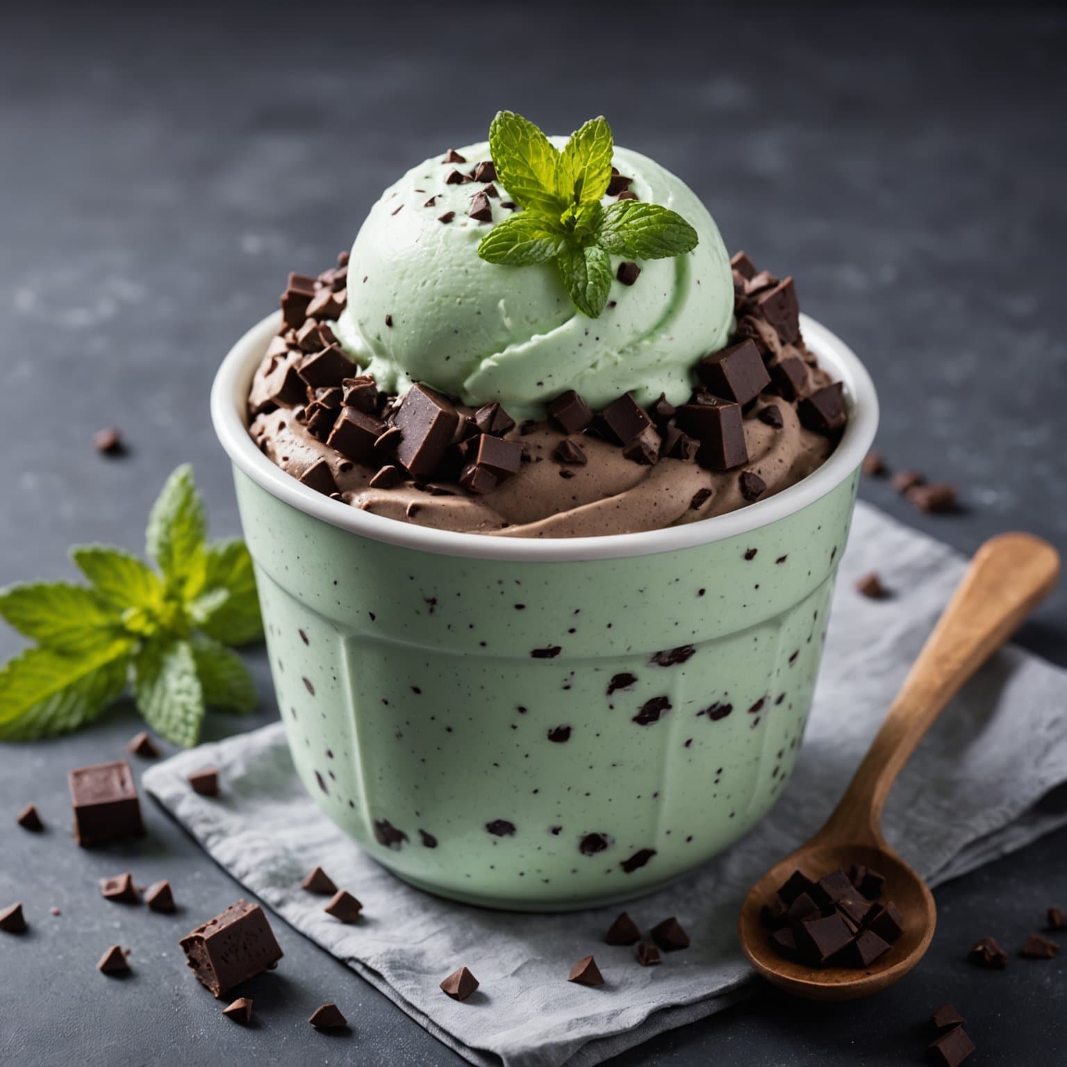 Mint mørk sjokoladechip frossen yoghurt