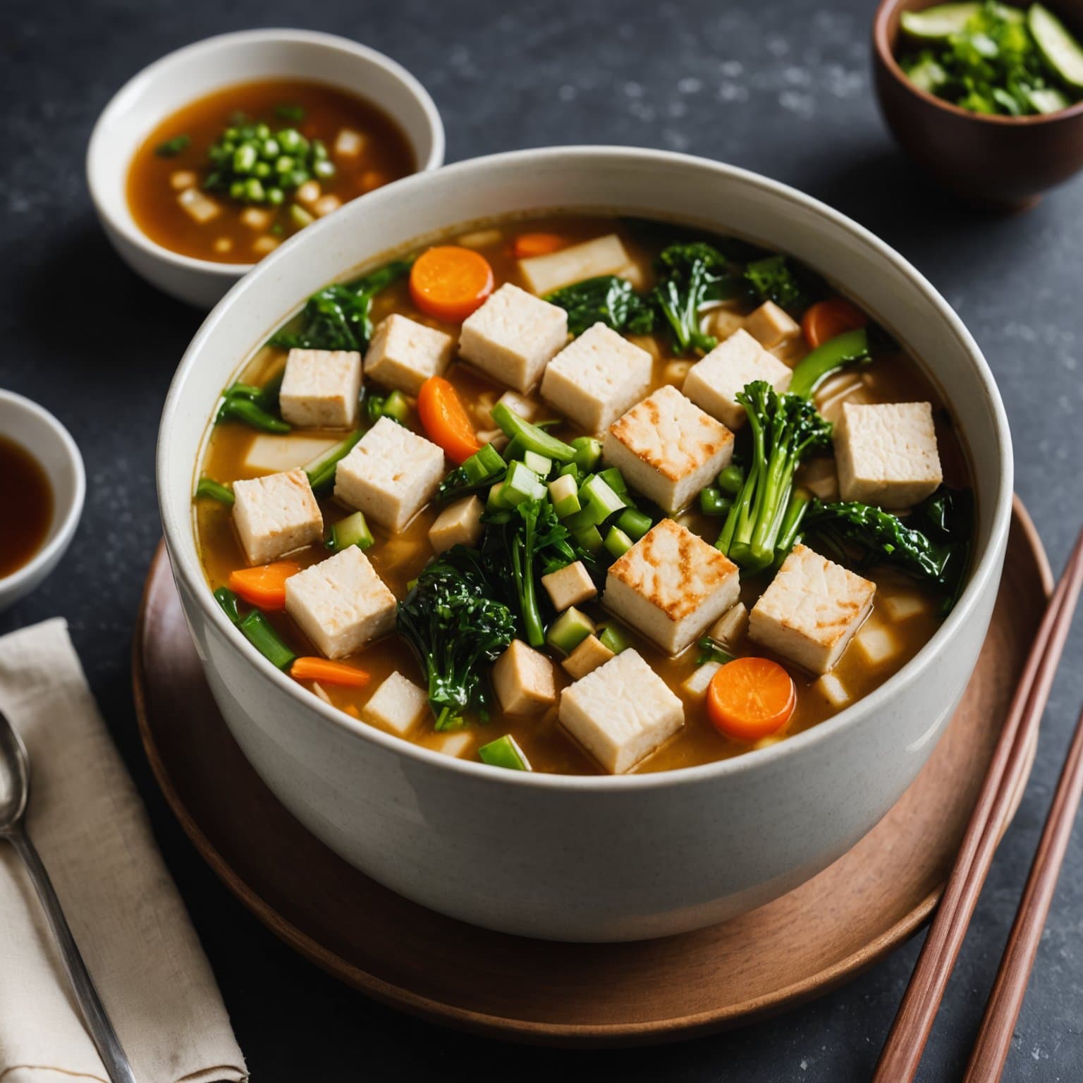 Misosuppe med grønnsaker og tofu