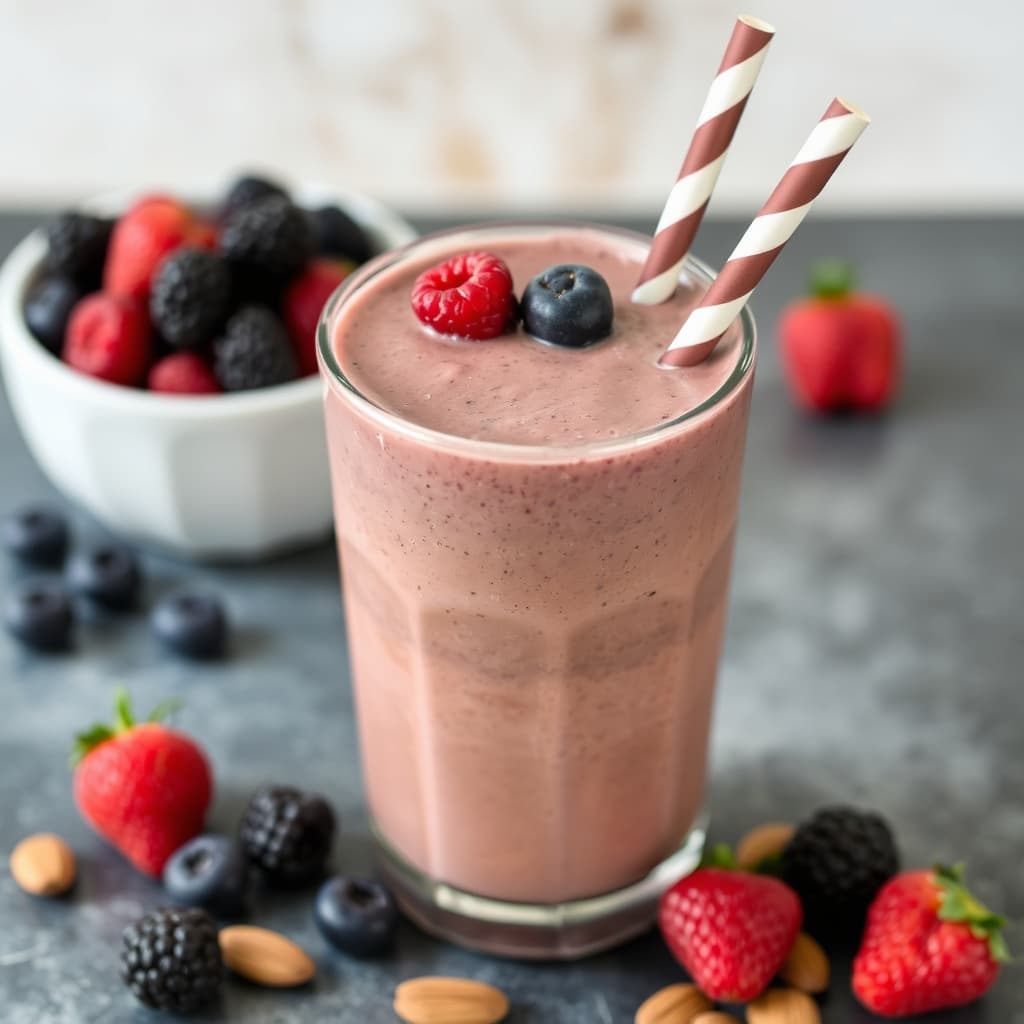 Mocha bær- og mandelsmoothie
