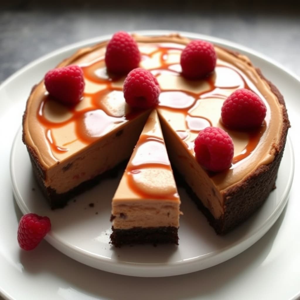 Mocha bringebærostekake