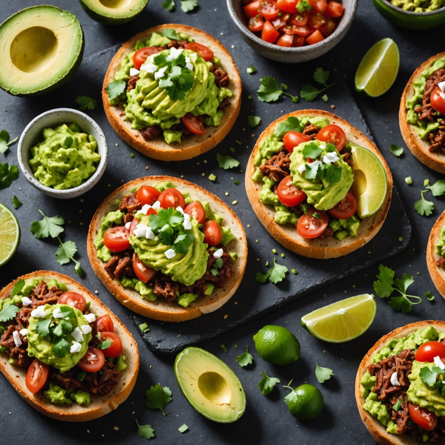 Molletes med dekonstruert guacamole