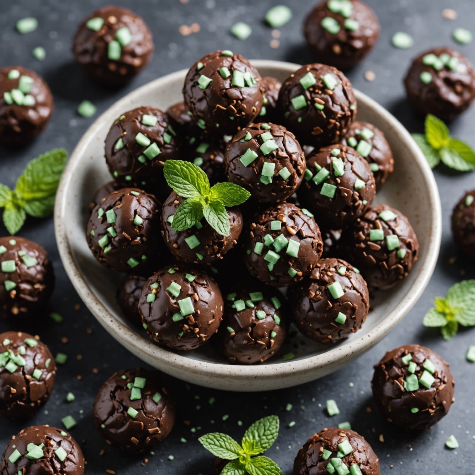 Mørk sjokolade med myntesmak energibiter