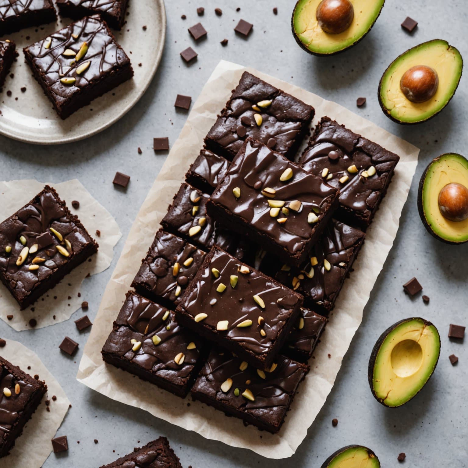 Mørk sjokolade- og avokadobrownies