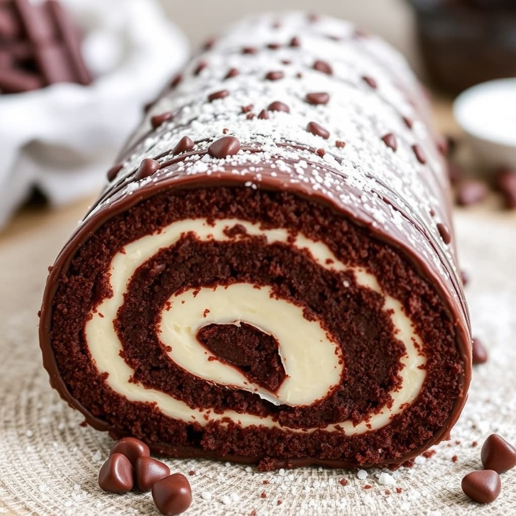 Mørk sjokoladekake med loggformasjon