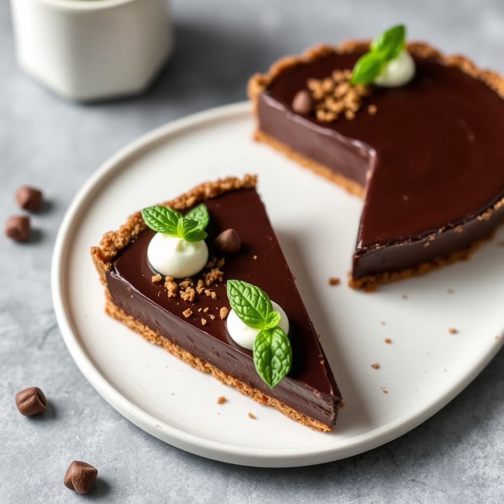 Mørk sjokoladetærte med ingefærkjeksbunn