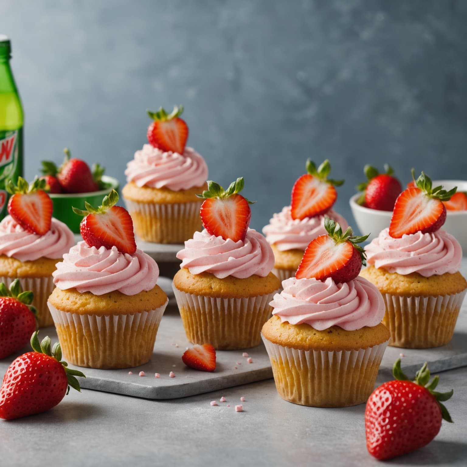 Mountain Dew® jordbærcupcakes