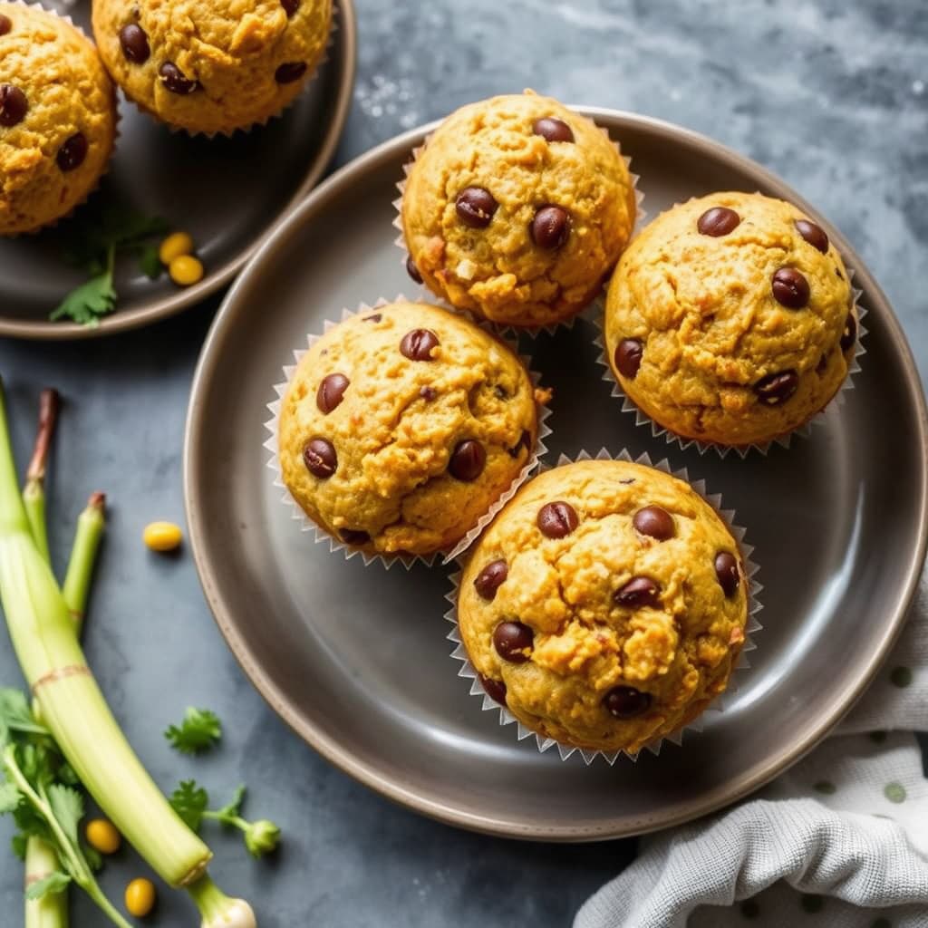 Muffins med svartøyede erter og mais