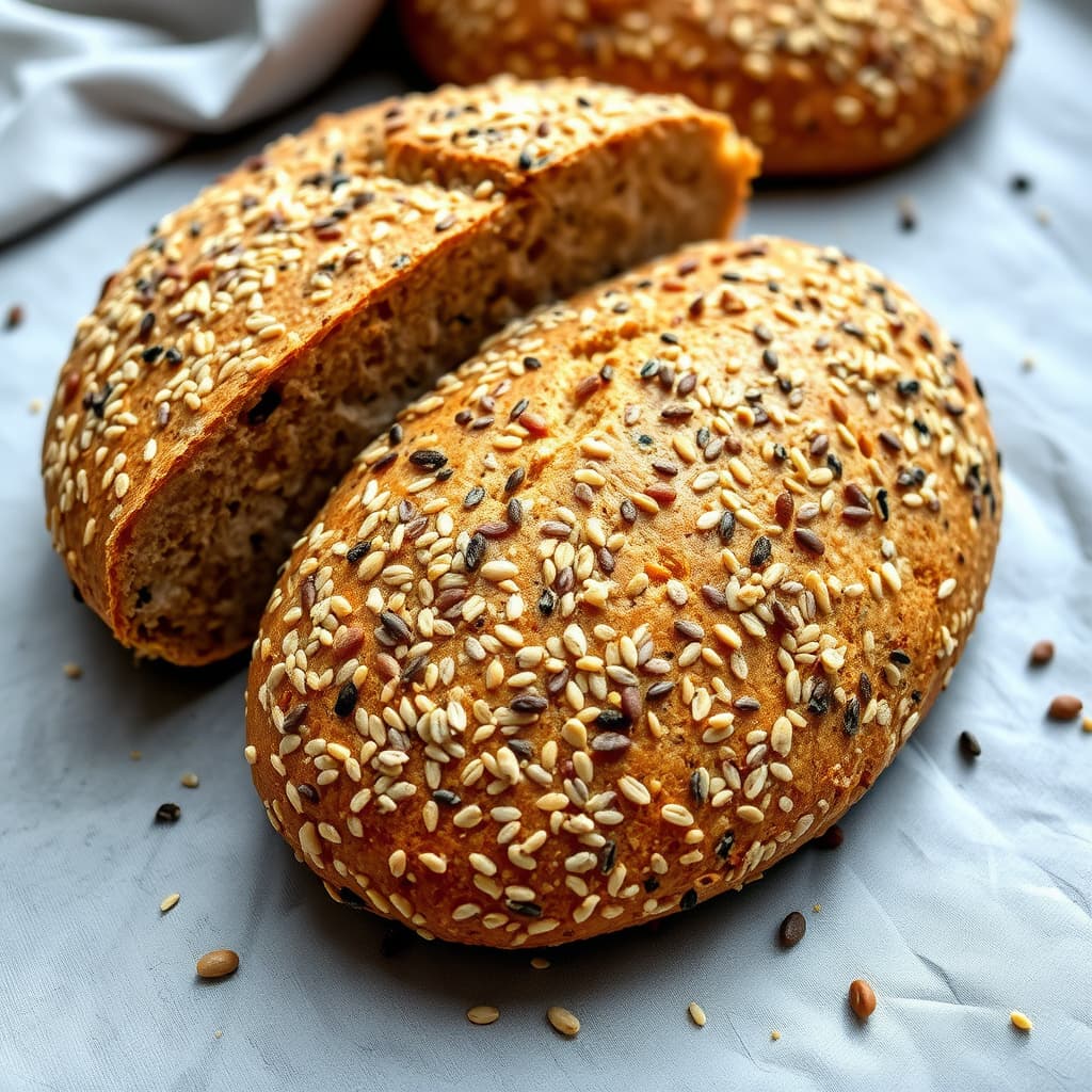 Multikornbrød med sesamfrø, linfrø og valmuefrø