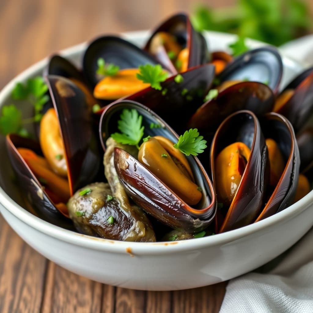 Muslinger med hvitvin og persille