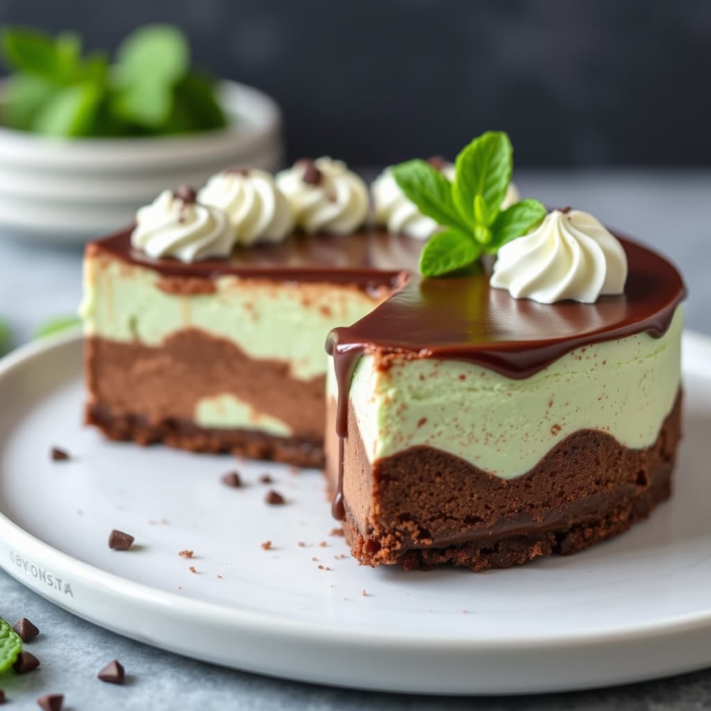 Mynt- og sjokoladekesekake