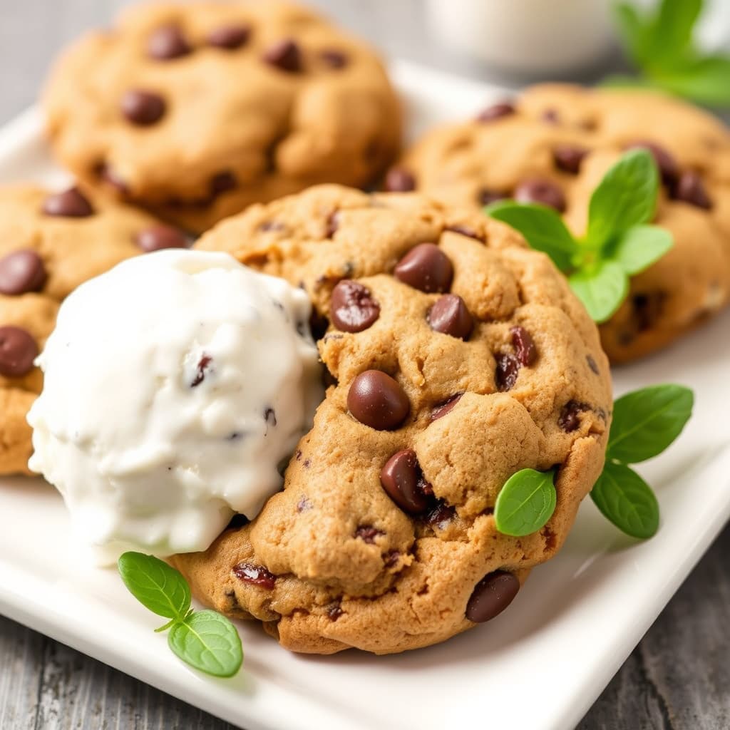 Mynte- og sjokoladekjeks med iskrem