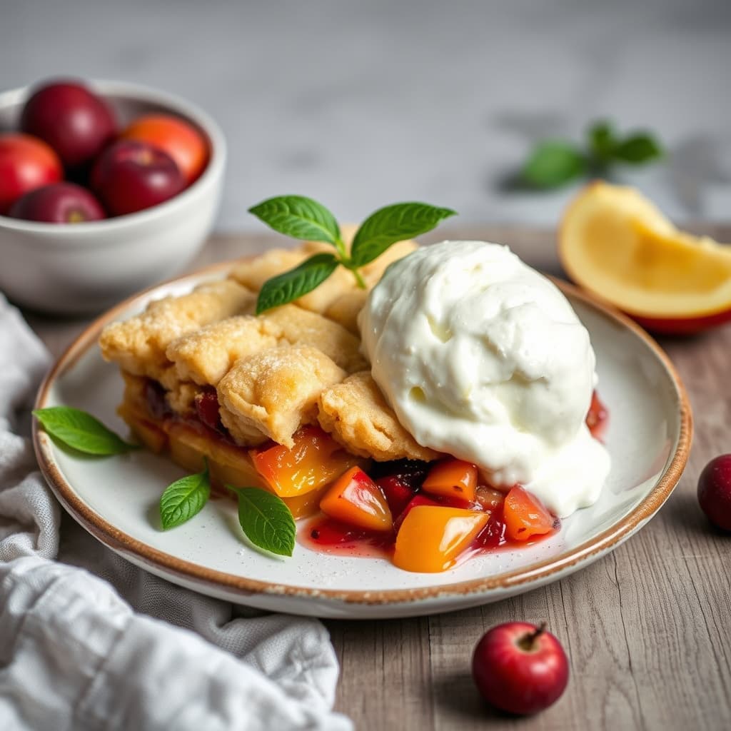 Nektarinkompott med deig