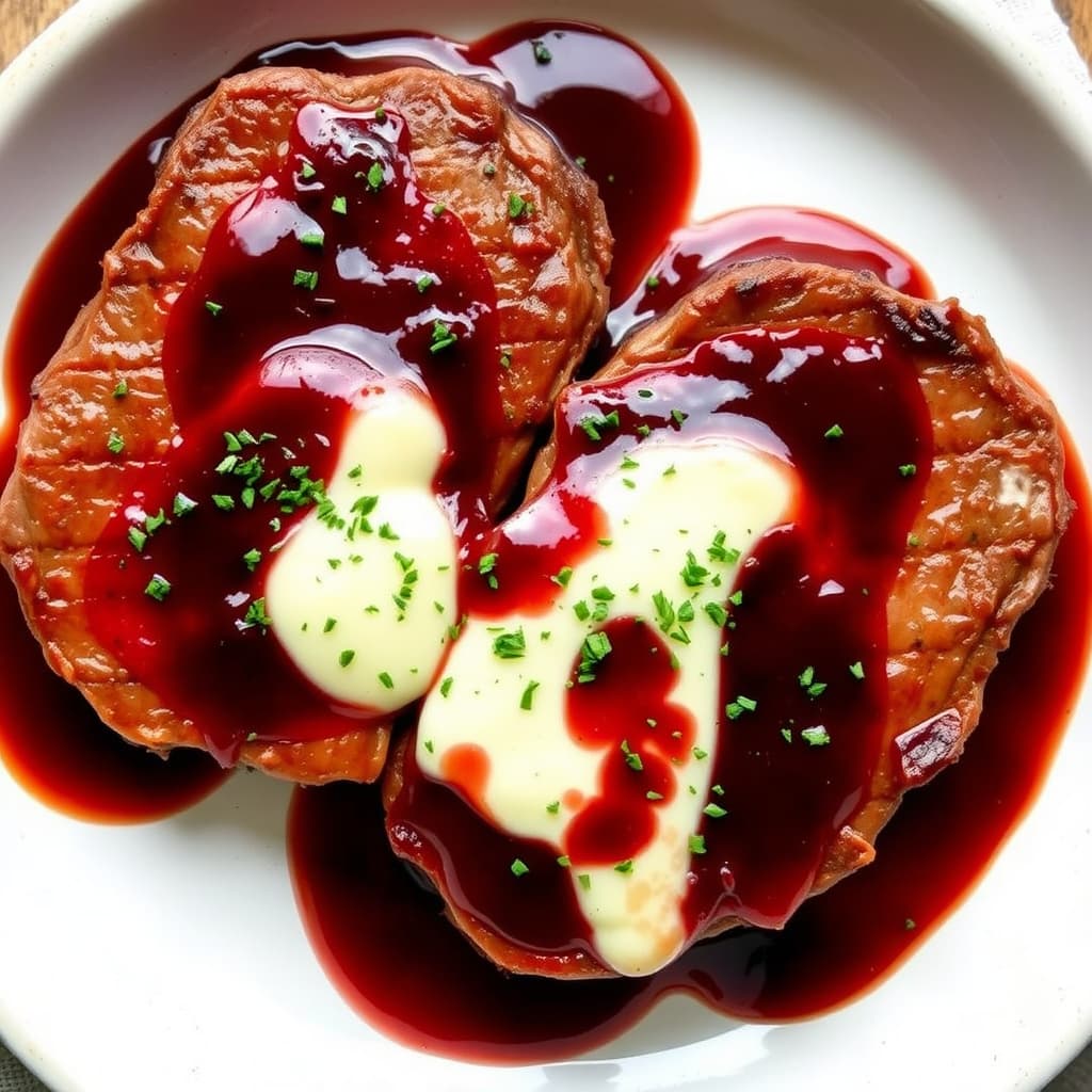 New York-steak med Boursin og Merlot-saus