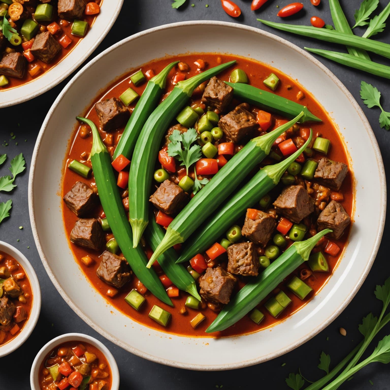 Okra og lam Khoresht