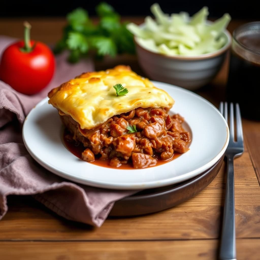 Okse- og svinekjøtt-tamale-pai