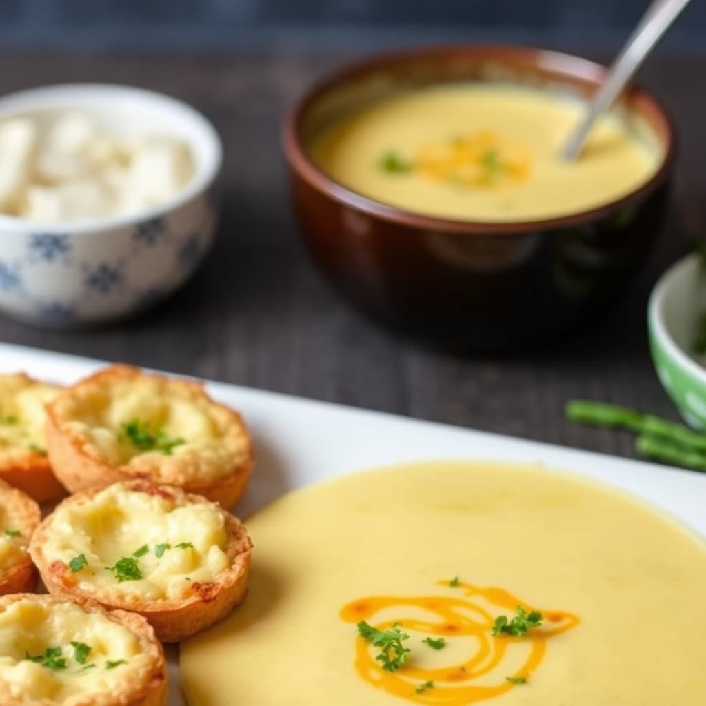 Øl- og oste-suppe med hvitløks- og smørstekte crostini