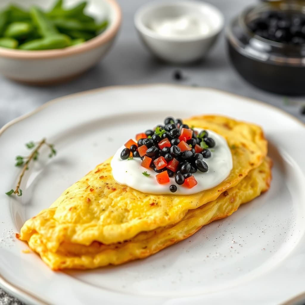 Omelett med rømme og kaviar